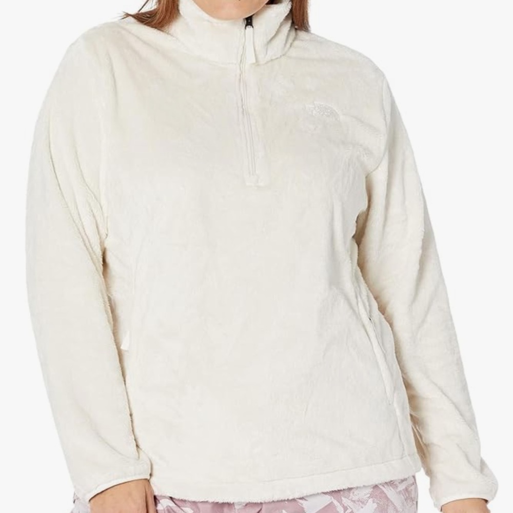 The North Face Osito Cardenia White Fleece Pull Over 1/4 Zip Ivory Sweater Large